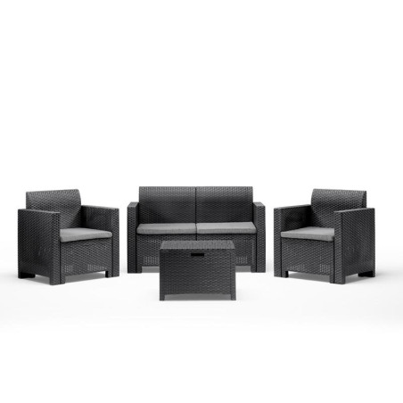 SET DE JARDIN 1 SOFA 2 SILLONES MESA SERIE NEBRASKA 2 GRAPHITE BICA
