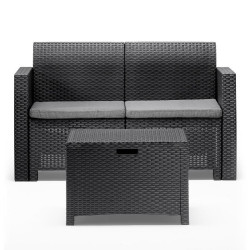 SET DE JARDIN 1 SOFA 2 SILLONES MESA SERIE NEBRASKA 2 GRAPHITE BICA
