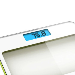 BASCULA DE BANO DE CRISTAL 150 KGS BLANCO Y VERDE LARRYHOUSE