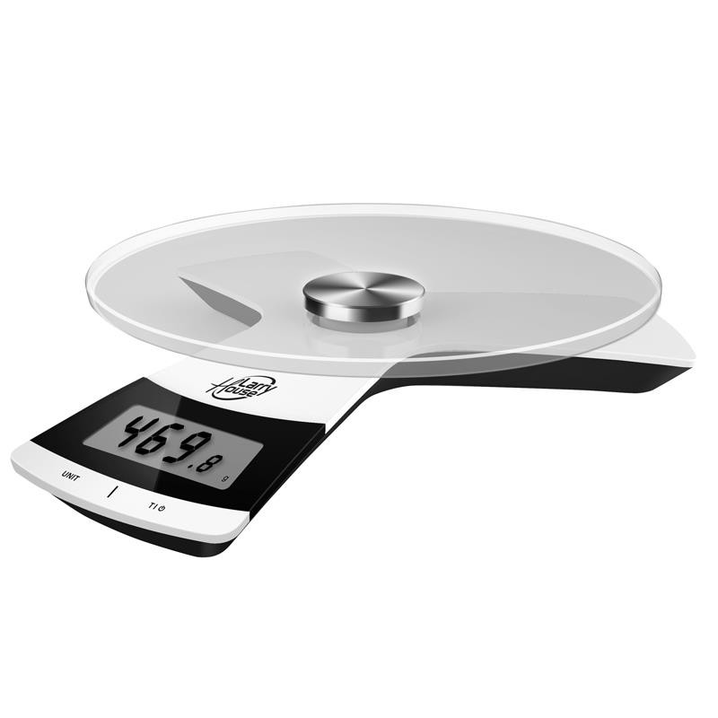 BASCULA DE COCINA DIGITAL 5 KG CON PLATAFORMA CRISTAL TEMPLADO LARRYHOUSE