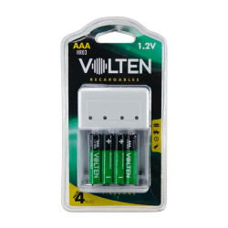 PACK CARGADOR 4 PCS PILAS RECARGABLE 1000MAH LR03 AAA VOLTEN