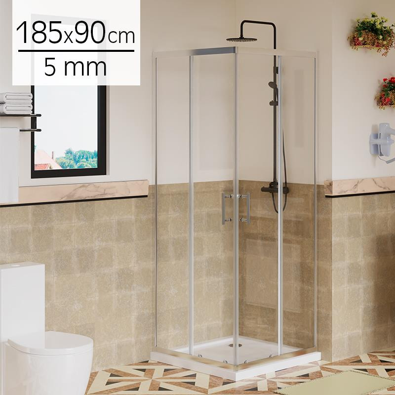 MAMPARA DUCHA CUADRADA BENOTTI 185X90CM 5MM