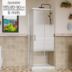 MAMPARA DUCHA CUADRADA RAYADA AJUSTABLE BENOTTI 185X80 90CM 6MM