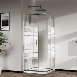MAMPARA DUCHA CUADRADA RAYADA AJUSTABLE BENOTTI 185X80 90CM 6MM