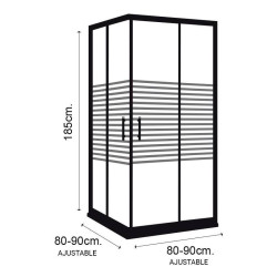 MAMPARA DUCHA CUADRADA RAYADA AJUSTABLE BENOTTI 185X80 90CM 6MM