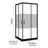 MAMPARA DUCHA CUADRADA RAYADA AJUSTABLE BENOTTI 185X80 90CM 6MM