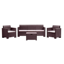 SET DE JARDIN 1 SOFA 2 SILLONES MESA SERIE NEBRASKA 3 BROWN BICA