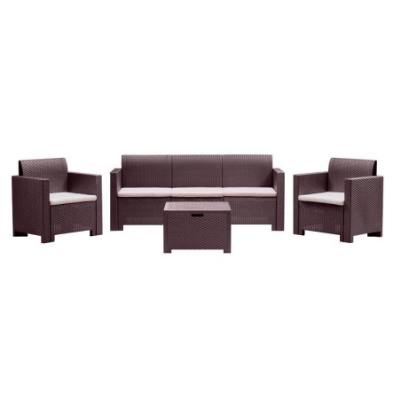 SET DE JARDIN 1 SOFA 2 SILLONES MESA SERIE NEBRASKA 3 BROWN BICA