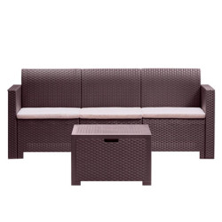 SET DE JARDIN 1 SOFA 2 SILLONES MESA SERIE NEBRASKA 3 BROWN BICA