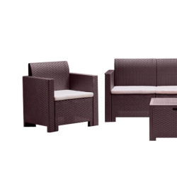 SET DE JARDIN 1 SOFA 2 SILLONES MESA SERIE NEBRASKA 3 BROWN BICA