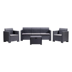 SET DE JARDIN 1 SOFA 2 SILLONES MESA SERIE NEBRASKA 3 GRAPHITE BICA