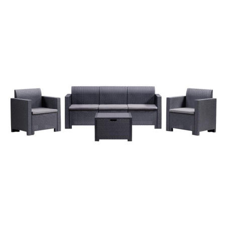 SET DE JARDIN 1 SOFA 2 SILLONES MESA SERIE NEBRASKA 3 GRAPHITE BICA