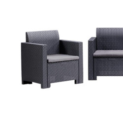 SET DE JARDIN 1 SOFA 2 SILLONES MESA SERIE NEBRASKA 3 GRAPHITE BICA