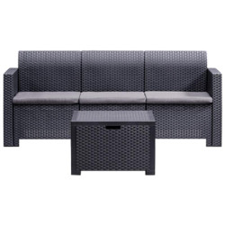 SET DE JARDIN 1 SOFA 2 SILLONES MESA SERIE NEBRASKA 3 GRAPHITE BICA