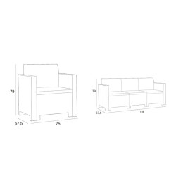 SET DE JARDIN 1 SOFA 2 SILLONES MESA SERIE NEBRASKA 3 GRAPHITE BICA