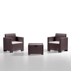 SET DE JARDIN 2 SILLONES MESA SERIE NEBRASKA BROWN BICA
