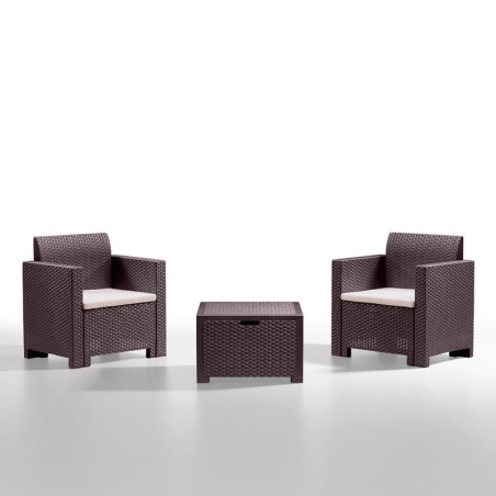 SET DE JARDIN 2 SILLONES MESA SERIE NEBRASKA BROWN BICA