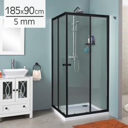 MAMPARA DUCHA CUADRADRA NEGRA BENOTTI 185X90CM 5MM
