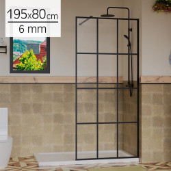 MAMPARA DUCHA PANEL NEGRO 1 CRISTAL FIJO BENOTTI 195X80CM 6MM