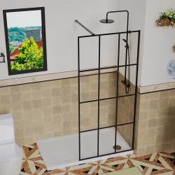 MAMPARA DUCHA PANEL NEGRO 1 CRISTAL FIJO BENOTTI 195X80CM 6MM