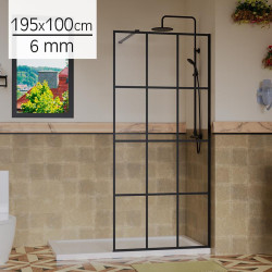 MAMPARA DUCHA PANEL NEGRO 1 CRISTAL FIJO BENOTTI 195X100CM 6MM
