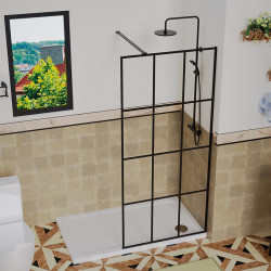 MAMPARA DUCHA PANEL NEGRO 1 CRISTAL FIJO BENOTTI 195X100CM 6MM