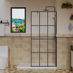 MAMPARA DUCHA PANEL NEGRO 1 CRISTAL FIJO BENOTTI 195X100CM 6MM