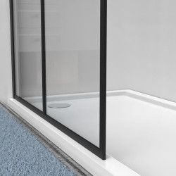 MAMPARA DUCHA PANEL NEGRO 1 CRISTAL FIJO BENOTTI 195X90CM 6MM
