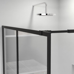 MAMPARA DUCHA PANEL NEGRO 1 CRISTAL FIJO BENOTTI 195X90CM 6MM