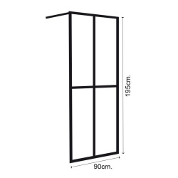 MAMPARA DUCHA PANEL NEGRO 1 CRISTAL FIJO BENOTTI 195X90CM 6MM