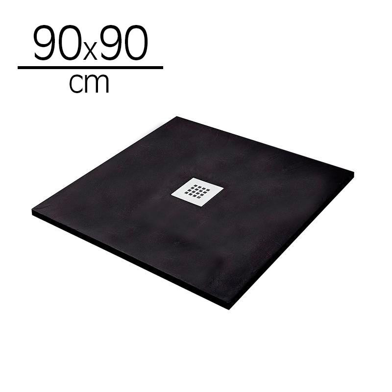 PLATO DUCHA CARGA MINERAL NEGRO CUADR BENOTTI 90X90X35CM