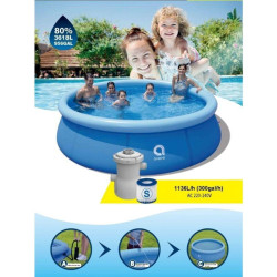PISCINA HINCHABLE REDONDA DE PVC 300X76CM CON FILTRO DE CARTUCHO AVENLI