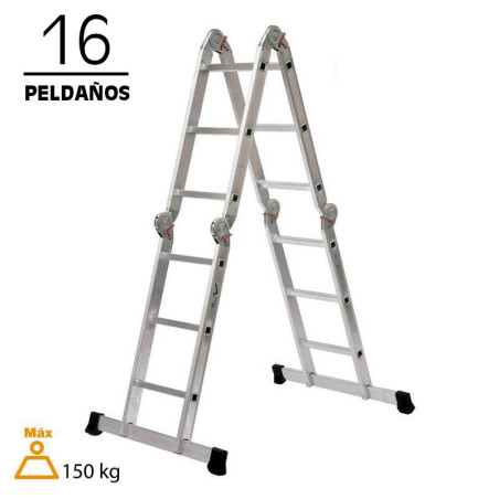ESCALERA ALUMINIO MULTIPOSICION AIRMEC 6 POSICIONES 16 PELDANOS