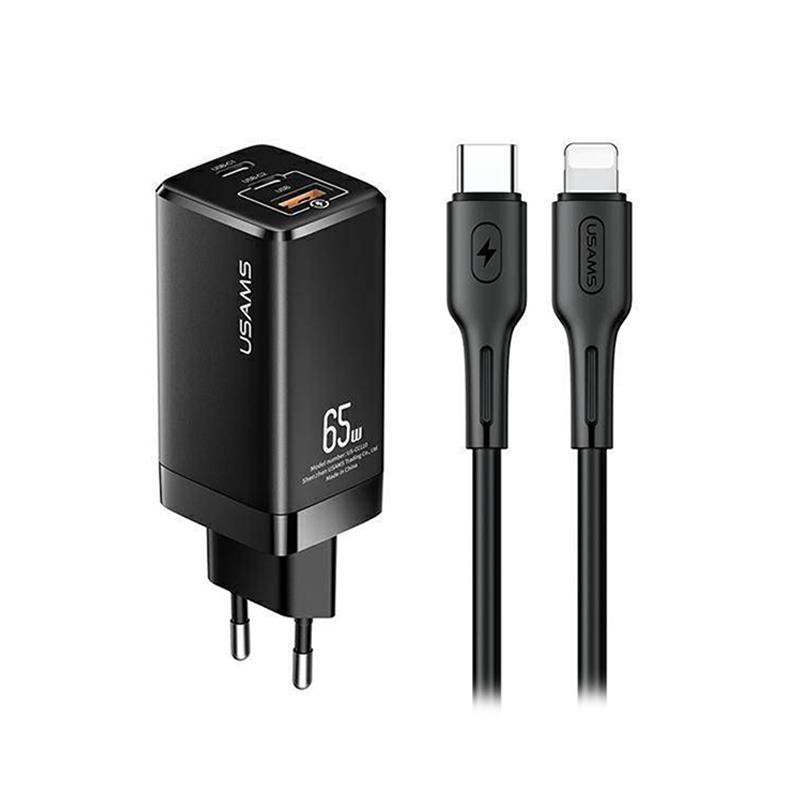 CARGADOR RAPIDO 65W USB CABLE SJ406 U43 NEGRO USAMS