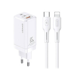 CARGADOR RAPIDO 65W USB CABLE SJ406 U43 BLANCO USAMS