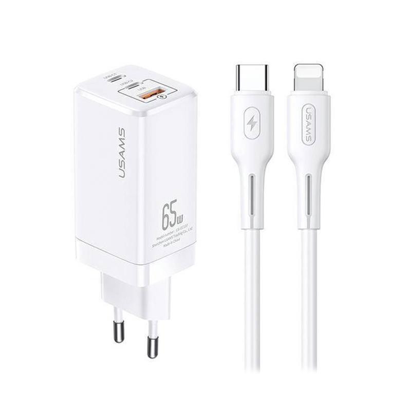 CARGADOR RAPIDO 65W USB CABLE SJ406 U43 BLANCO USAMS