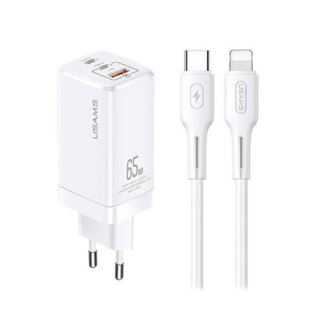 CARGADOR RAPIDO 65W USB CABLE SJ406 U43 BLANCO USAMS