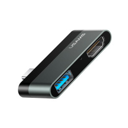 HUB USB 2 PUERTOS USB30 4K HD GRIS USAMS