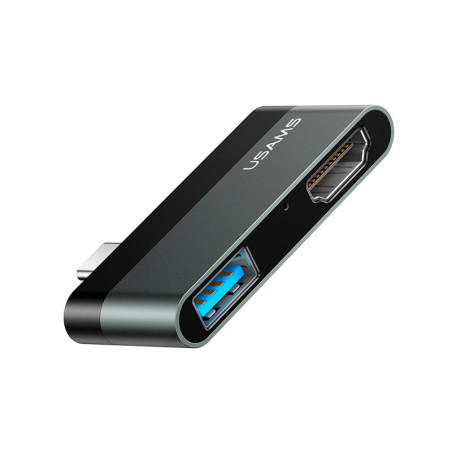 HUB USB 2 PUERTOS USB30 4K HD GRIS USAMS
