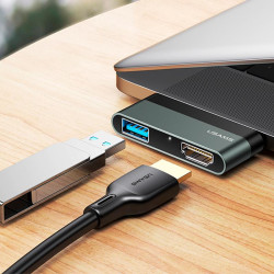 HUB USB 2 PUERTOS USB30 4K HD GRIS USAMS