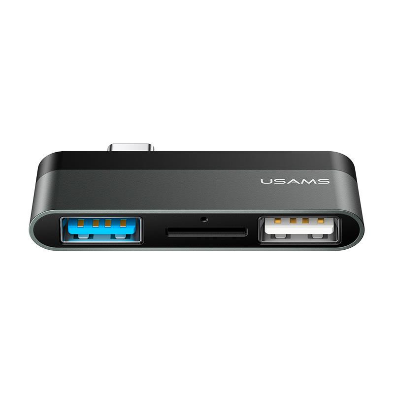 HUB USB 3 PUERTOS 2XUSB MICRO SD GRIS USAMS