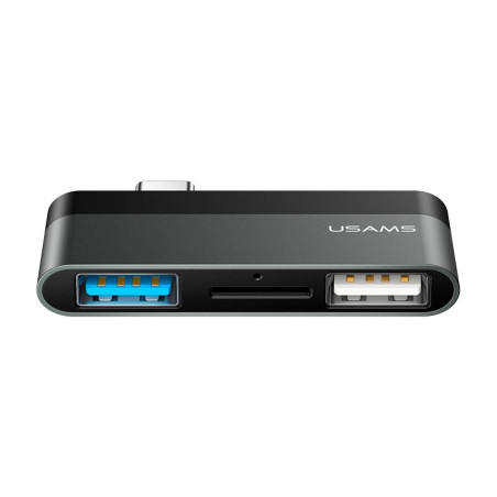 HUB USB 3 PUERTOS 2XUSB MICRO SD GRIS USAMS
