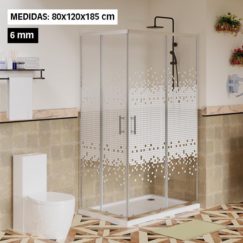 MAMPARA DUCHA RECTANGULAR DELUXE BENOTTI 185X120X80CM 6MM