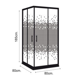 MAMPARA DUCHA CUADRADRA NEGRA DELUXE BENOTTI 185X80CM 5MM