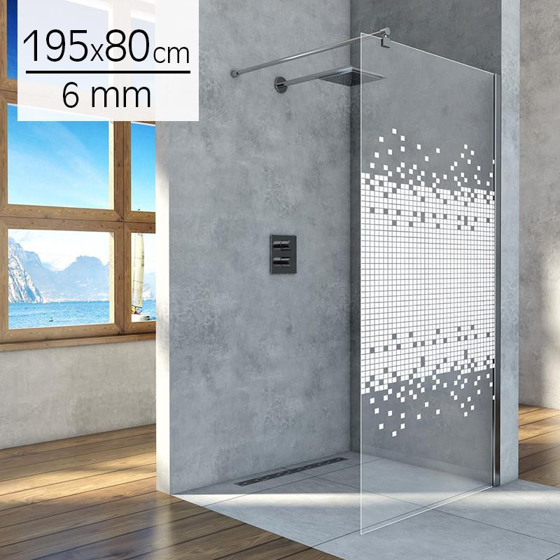 MAMPARA DUCHA PANEL 1 HOJA CRISTAL DELUXE BENOTTI 195X80CM 6MM