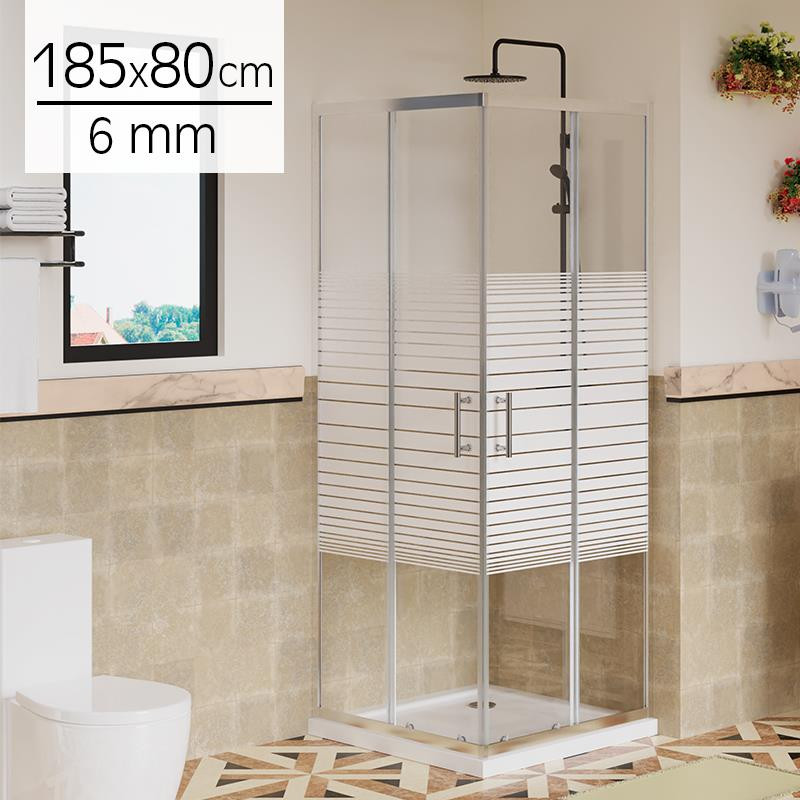 MAMPARA DUCHA CUADRADA RAYADA BENOTTI 185X80CM 6MM