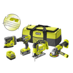KIT TALADRO AMOLADORA SIERRA LIJADORA ONE RYOBI 1x20Ah1x50AHCARGADOR