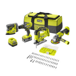 KIT TALADRO AMOLADORA SIERRA LIJADORA ONE RYOBI 1x20Ah1x50AHCARGADOR