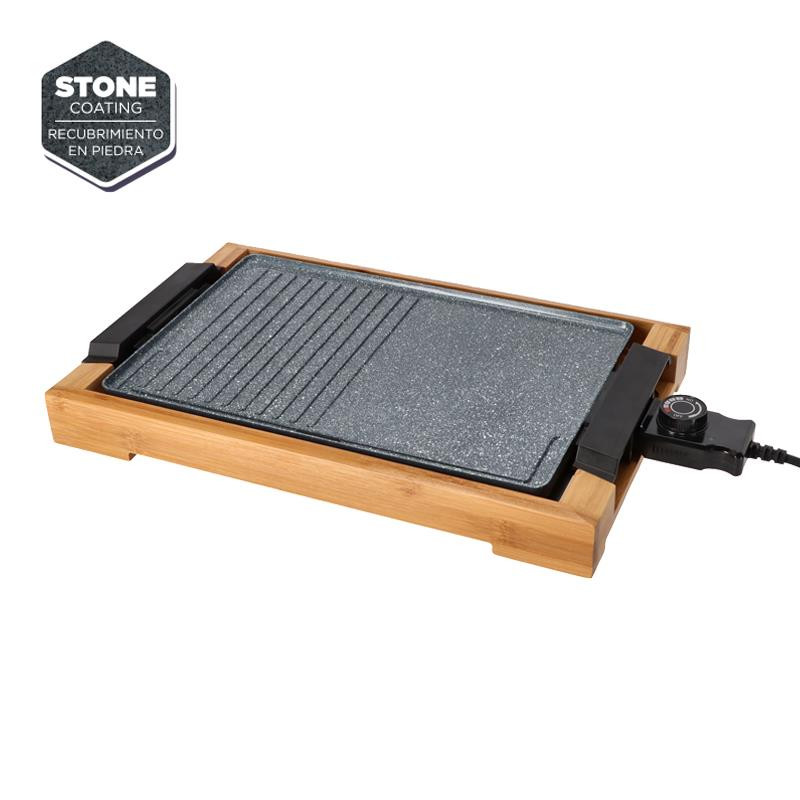 PLANCHA DE ASAR BAMBOO 2000W PLACA MIXTA A LA PIEDRA LARRYHOUSE