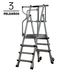 ESCALERA ALUMINIO PLEGABLE GUARDACUERPOS CON PLATAFORMA AIRMEC 3 PELDANOS